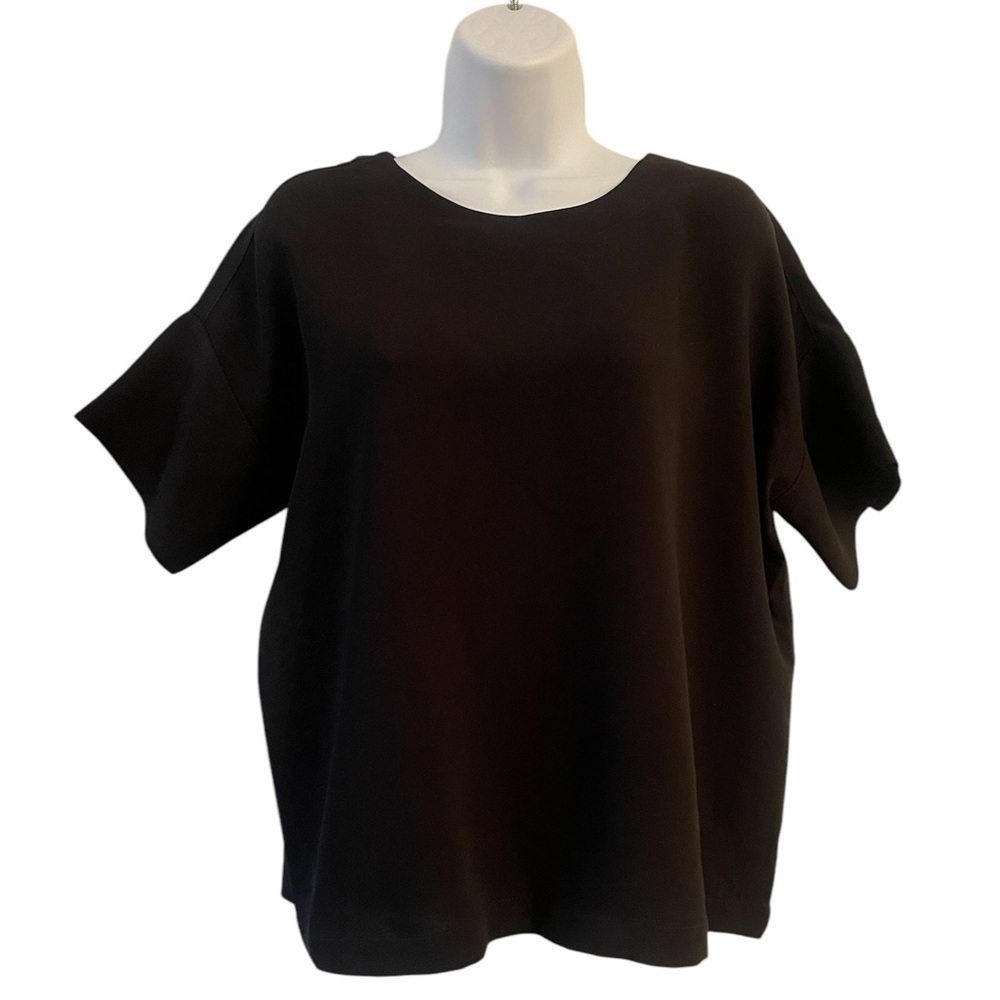 Madewell Black Crepe Bow Back Top Oversized Boxy Blouse Minimalist Chic Medium